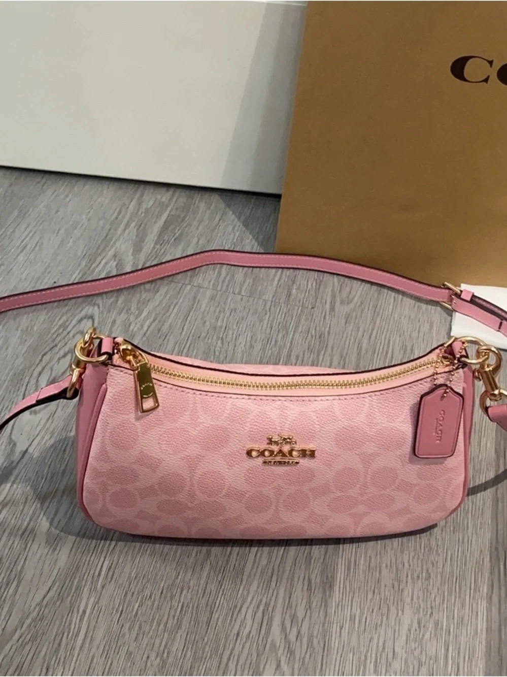 NWT Coach Teri Shoulder Bag In Signature Canvas With Charms Powder Pink - Picture 4 of 9